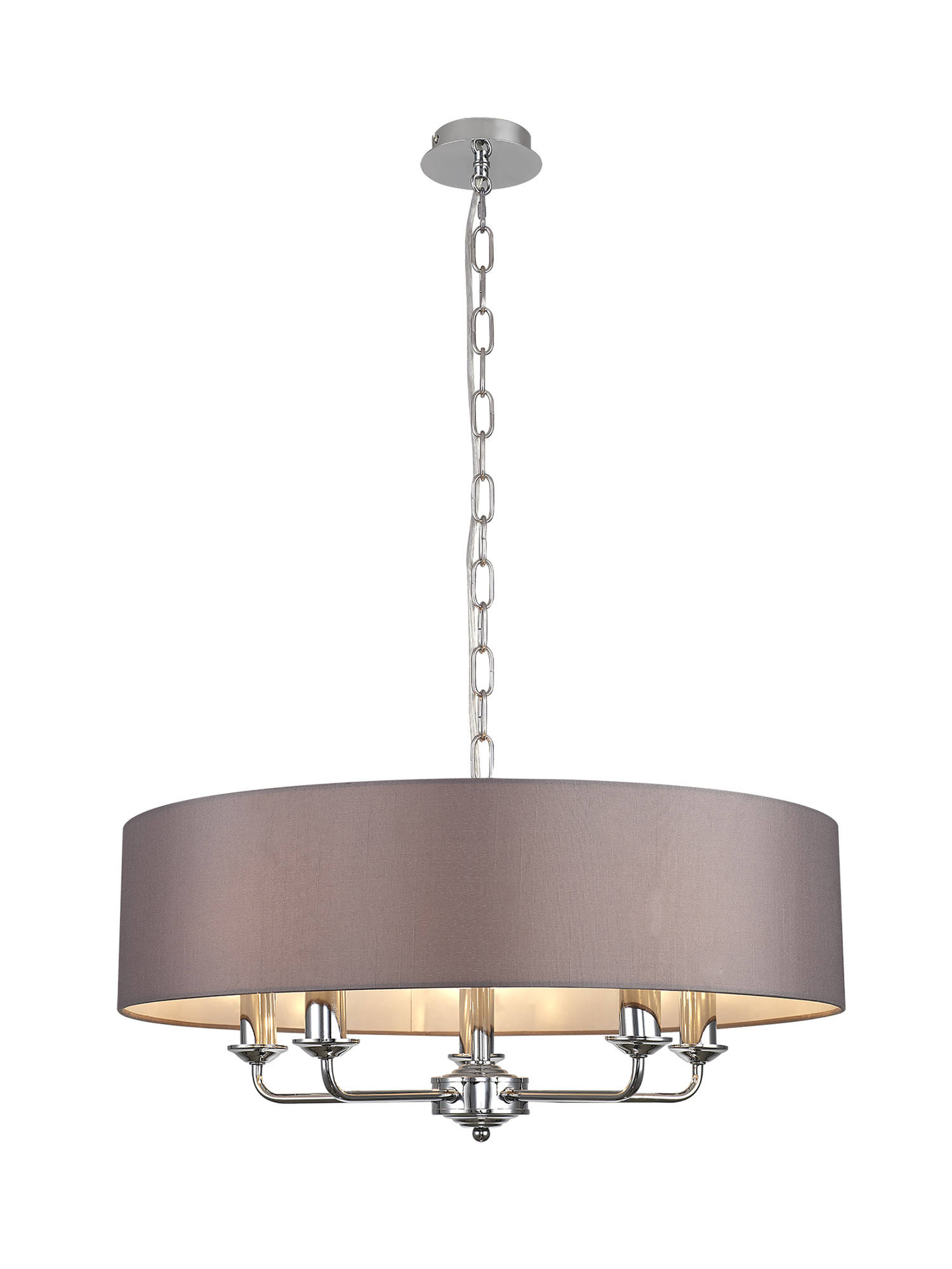 DK0005  Banyan 60cm 5 Light Pendant Polished Chrome, Grey